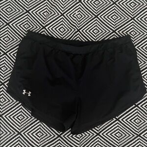 Under Armour Women's Black and Silver Athletic Shorts